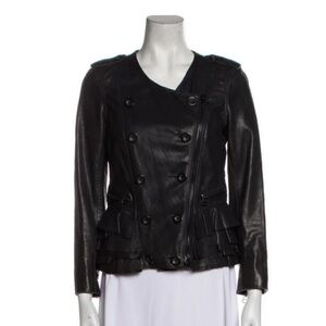 3.1 Phillip lim ruffle leather jacket size 4 black